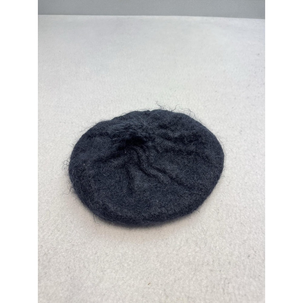 Donegal‎ Design Hat Beret Womens One Size Black Mohair Knit Handmade Ireland